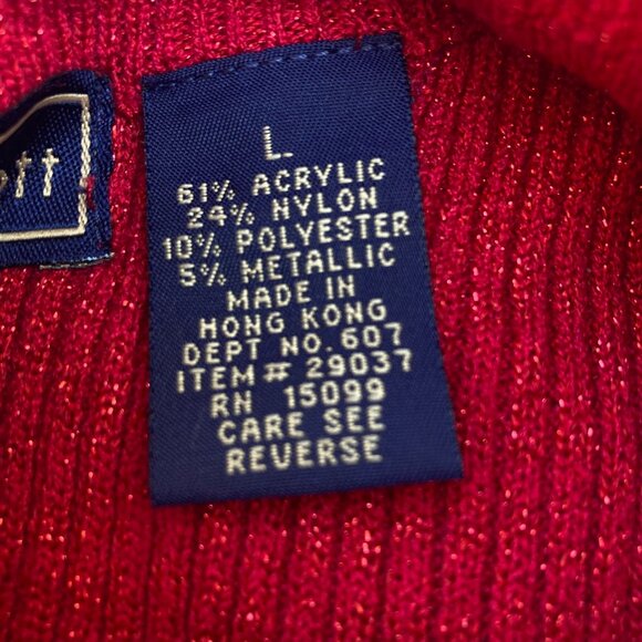 Laura Scott Sleeveless Mock Turtleneck Red with Sparkles, Holiday, size Large - Picture 5 of 8